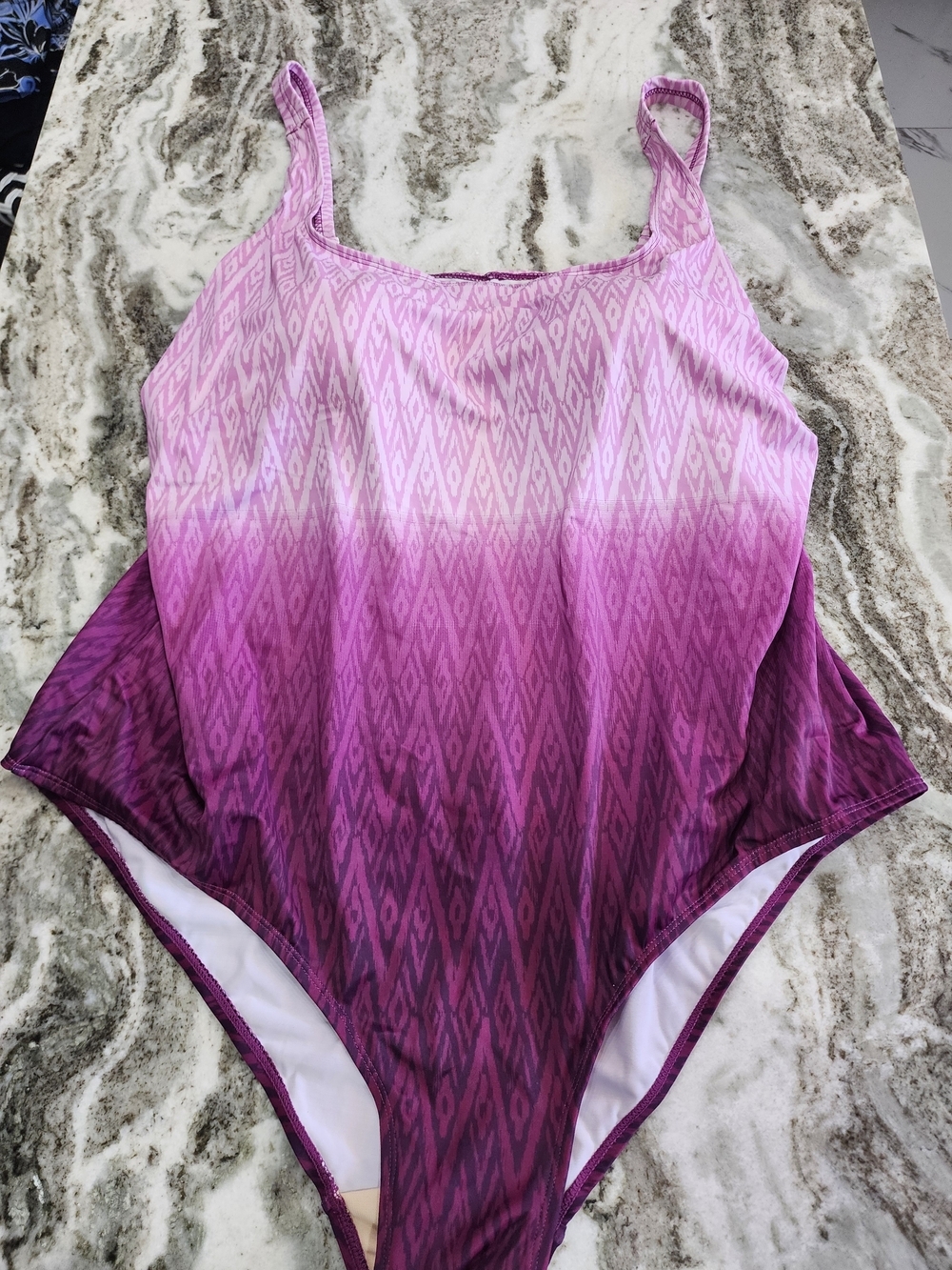Swimsuits For All Pink to Purple Ombre One-Piece Swimsuit New Without Tag